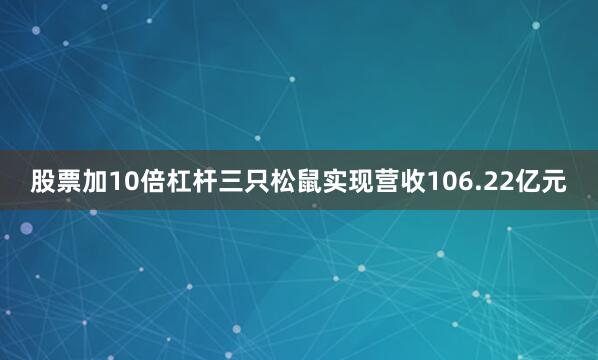 股票加10倍杠杆三只松鼠实现营收106.22亿元